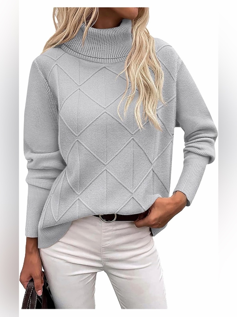 🆕Turtleneck Diamond Knit Sweater